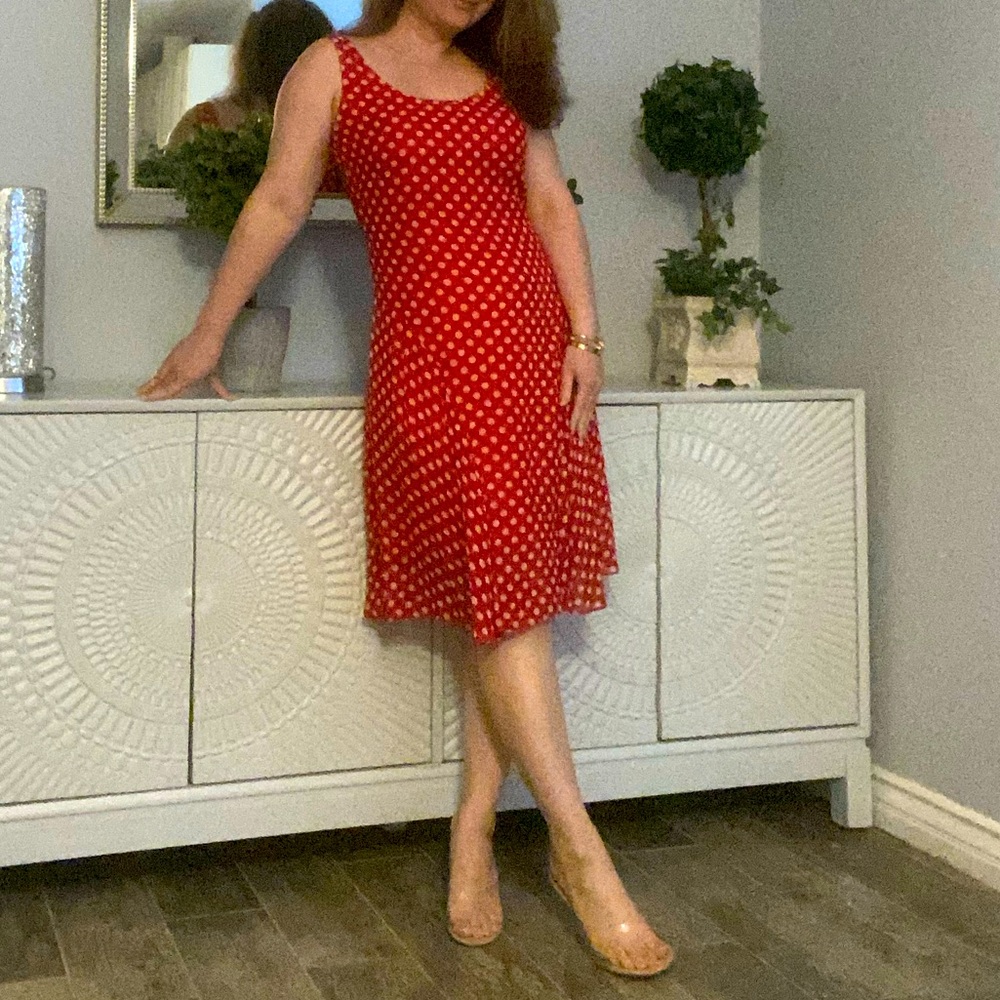 Red polka dress by PJ Klein